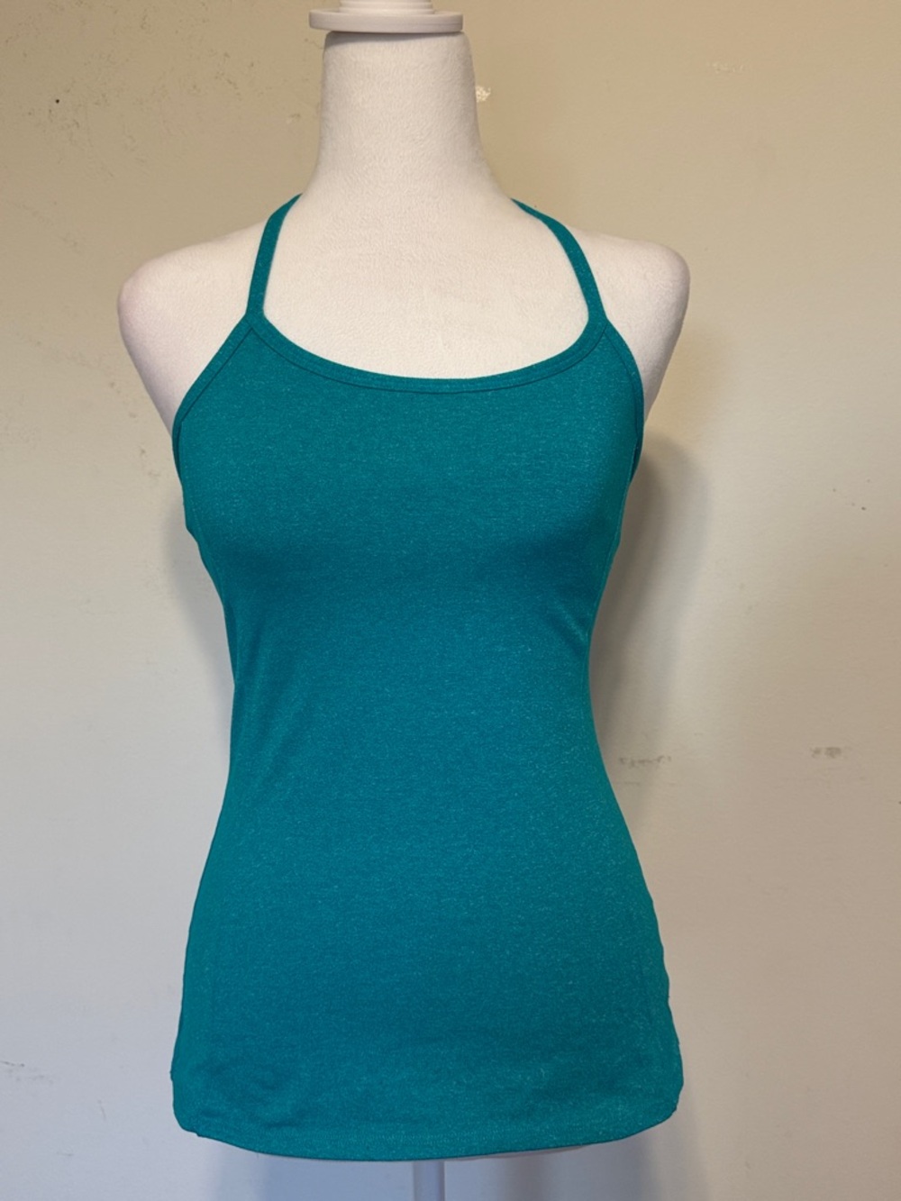 Athleta Teal Heather Size 6 Slim Racerback Tank Top with built in shelf bra- "T"